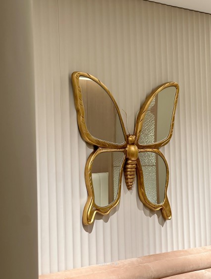 Elegant Gold Butterfly Wall Mirror and Luxury Bed (3)