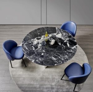 Elegant Round Marble Dining Table Set (2)