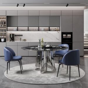 Elegant Round Marble Dining Table Set