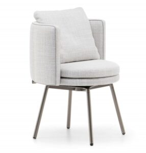 Modern Light Grey Fabric Accent Chair with Metal Legs