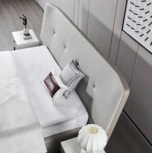 Modern Upholstered Fabric Bed with Padded Headboard (2)